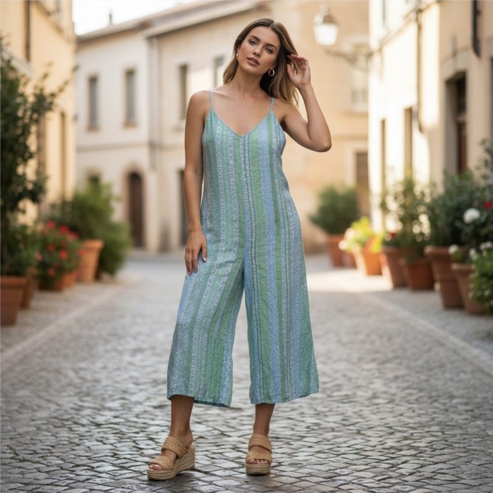 Womens Millibon USA Cropped Spaghetti Strap Jumpsuit Medium